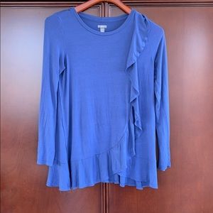 Super soft long sleeve tshirt with ruffle detail